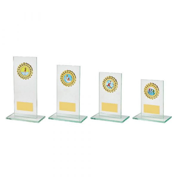 Rectangular Jade Glass Gold Trim Award