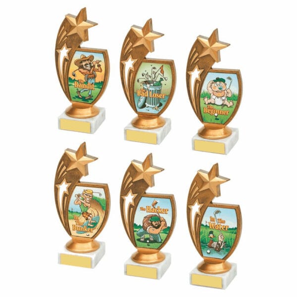 Antique Gold Humourous Golf Awards