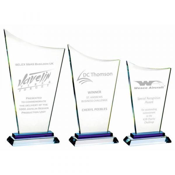 Crystal Award with Blue Base - Challenge Trophies