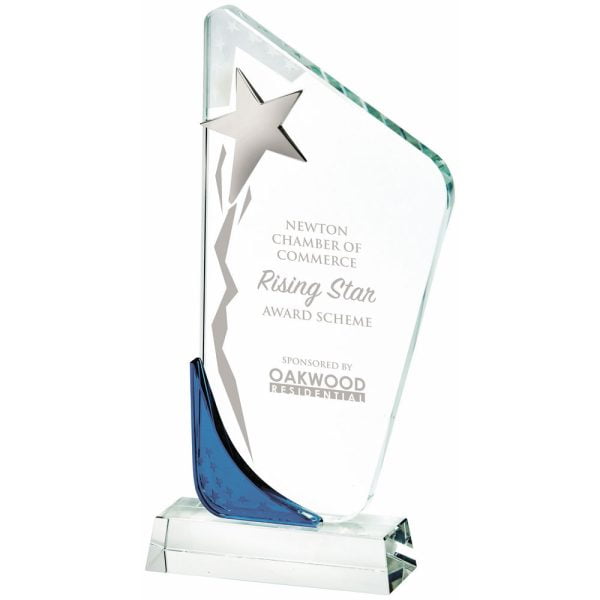 Silver Star/Clear Blue Glass Award