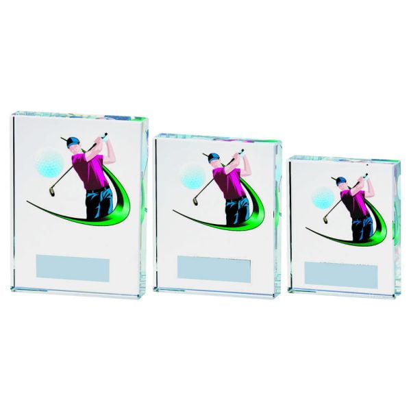 Clear/Colour Glass Golf Award - Male