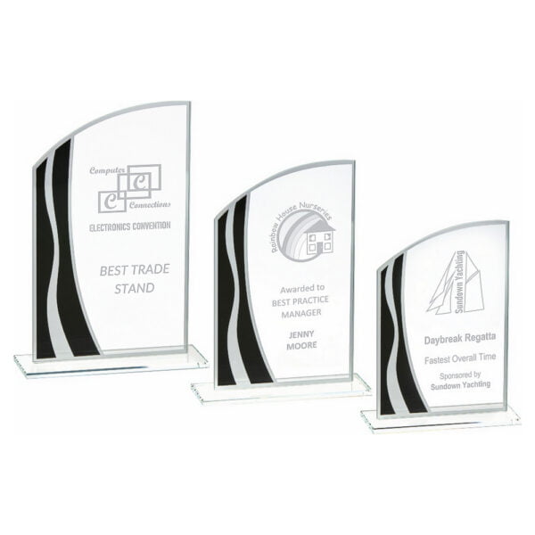 Clear Black/Silver Stripes Glass Awards - 4mm Thickness